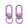 A pair of purple alloy lobster clasp hooks for DIY jewelry making.