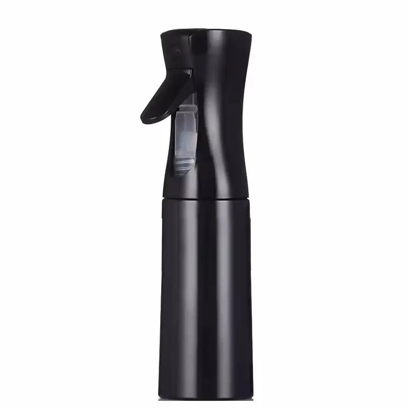 A black ultra-fine mist spray bottle with a pump dispenser is shown against a white background.