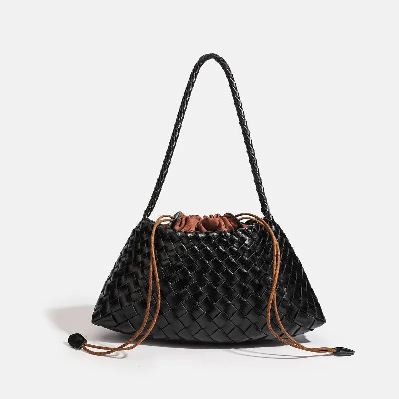 Handwoven Hobo Shoulder Bag with Large Inner Pocket