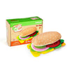 A box of babyup Hot Dogs fast food play set featuring felt burger and sandwich food items.