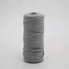 A spool of gray macrame cord, 3mm/4mm thickness, used for crafting.