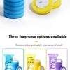 Wall-mounted disposable toilet brush set with three fragrance options including ocean lemon and lavender refill heads