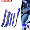 A set of blue car trim removal tools for interior panel and dashboard disassembly.