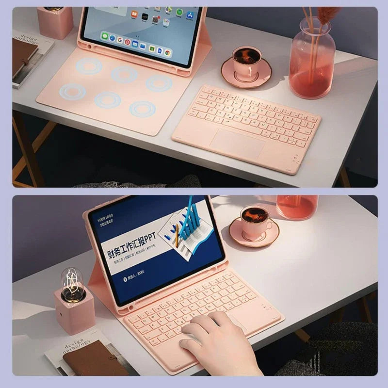 iPad Keyboard Case with Touchpad - Foldable Smart Cover for Multiple iPad Models