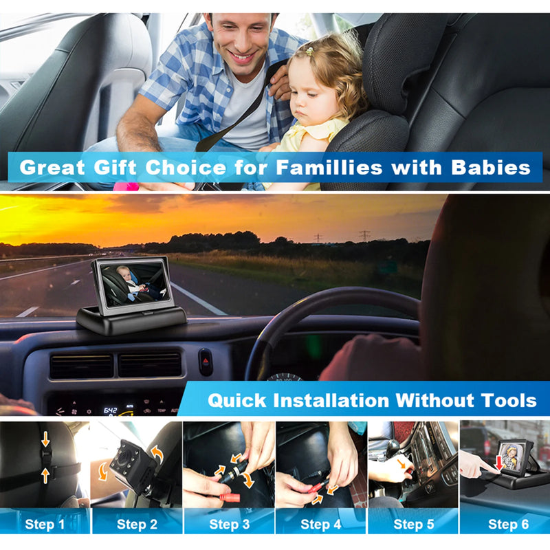 4,3-Zoll HD Baby-Monitor im Auto mit Nachtsicht
