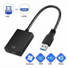 Black USB to HDMI adapter cable with various connection options shown.