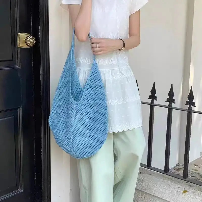 Handwoven Crochet Tote Bag – Large Capacity Shoulder Bag