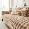 Plush Rabbit-Feel Sofa Cover with Anti-Slip Backing