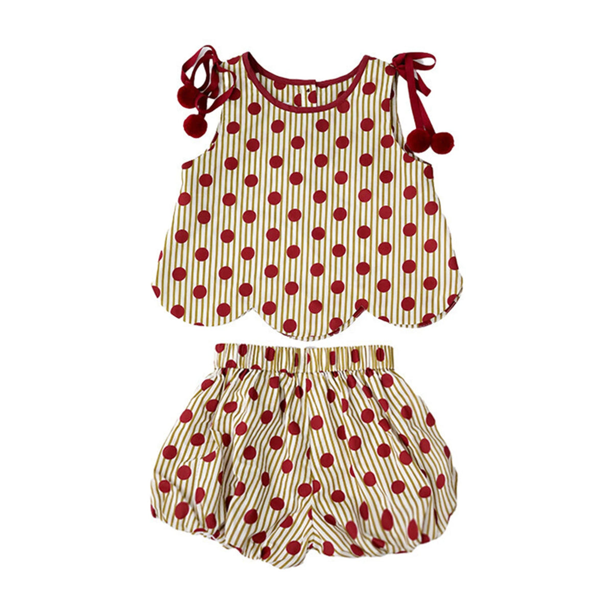 Girls' Sleeveless Dot Print Tank Top and Lantern Shorts Set