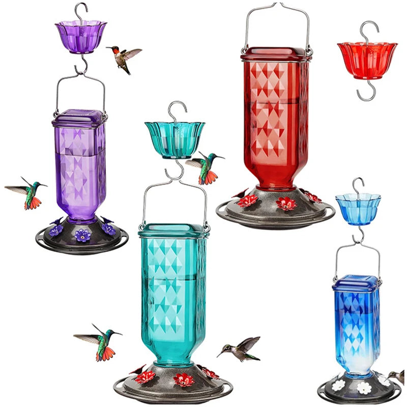 Hanging Glass Hummingbird Feeder with Ant Moat
