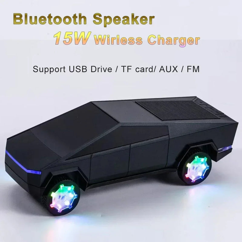 Cybertruck-Inspired Bluetooth Speaker with Wireless Charging