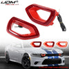 Red switchback LED grille light kit for a Dodge Charger SRT Scat Pack vehicle.