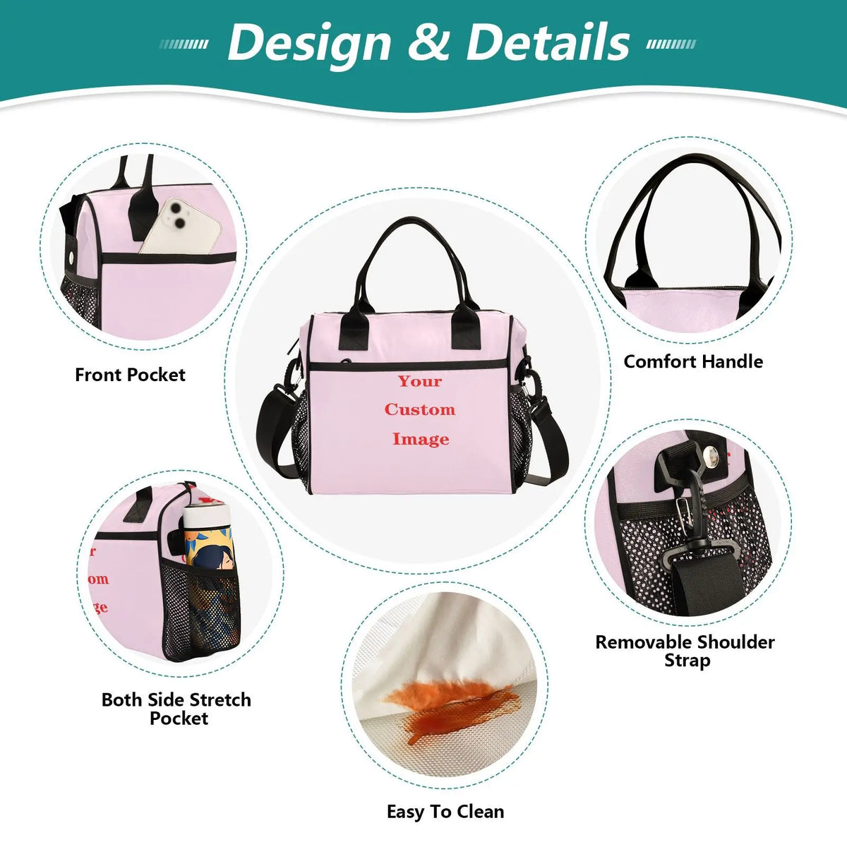 Insulated Cooler Lunch Bag with Adjustable Shoulder Strap