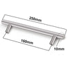 Moderne Edelstahl-T-Bar-Schrankgriffe mit Maßen 250mm und 160mm.