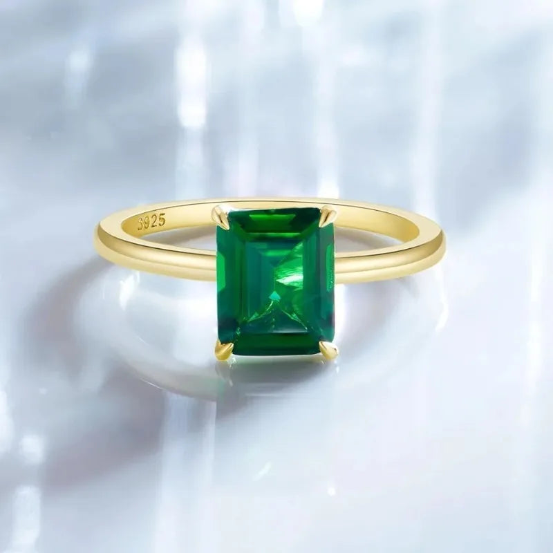Smaragdgeschliffener Zirkonia-Ring aus Sterlingsilber