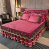 Crystal Velvet Gold Lace Bed Skirt with Anti-Slip Base