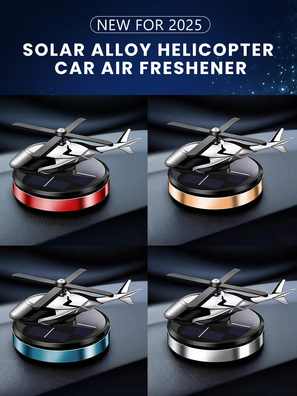Solar-Powered Rotating Helicopter Car Air Freshener & Decorative Aromatherapy Diffuser