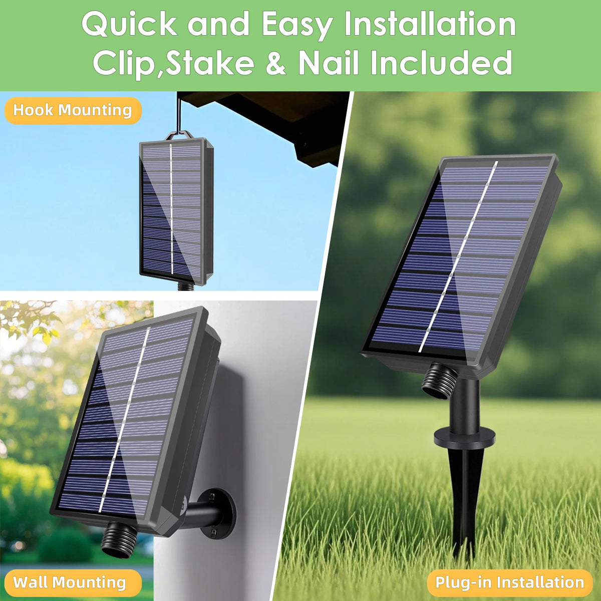 Solar string lights with remote control shatterproof and weatherproof featuring hook, stake, and nail mounting options