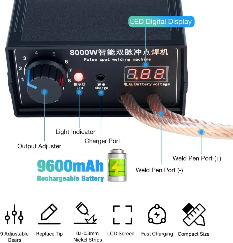 Portable 8000W Spot Welder for Battery Packs