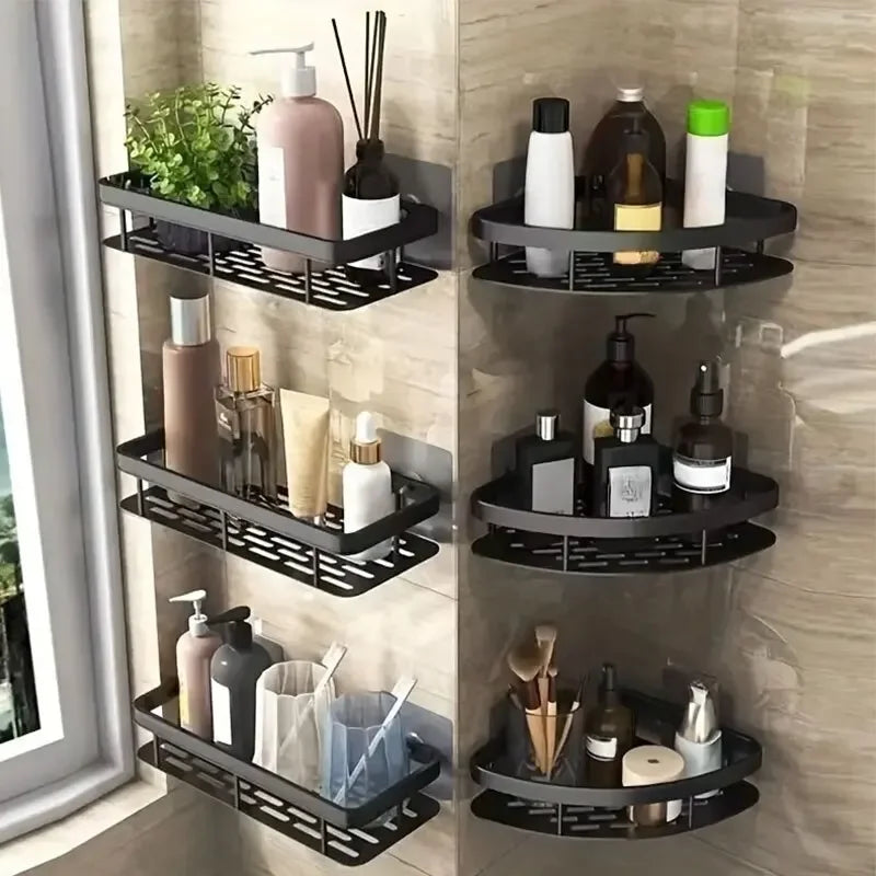 No-Drill Corner Bathroom Shelf