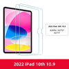 A package showing a 9H tempered glass screen protector for an iPad, with model numbers A2696 / A2757 and A2777.