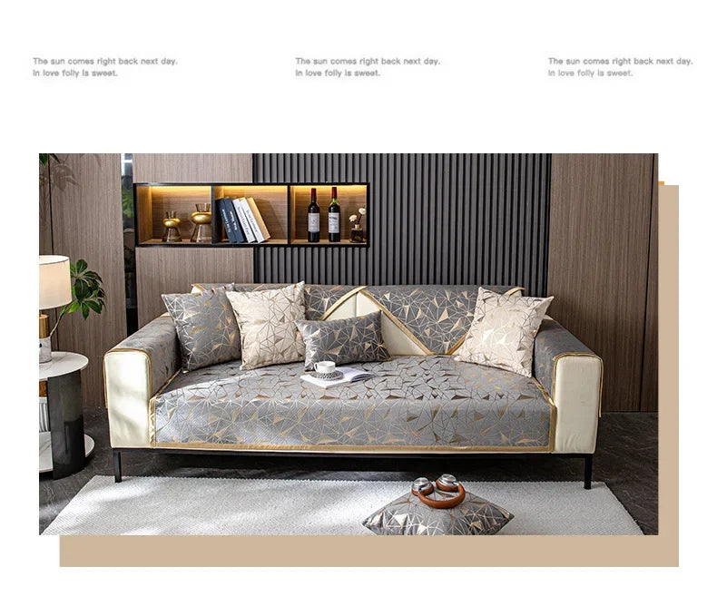 Luxury Chenille Sofa Cover with Anti-Slip Backing