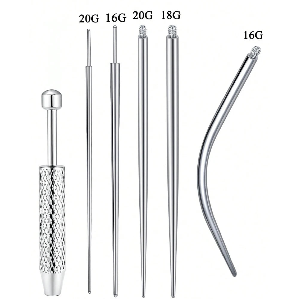 Stainless steel piercing ball grabber tool kit showing various sizes of tools