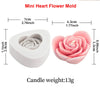 Mini heart flower mold in white and pink silicone for making candles, resin, or soap