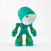 A green bendable robot night light with a translucent dome and yellow accents.