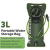 A green portable water storage bag with a black valve and hose, designed for multi-backpack compatibility.