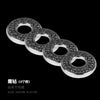 A set of four silver crystal rhinestone car door lock pull covers displayed against a black background.