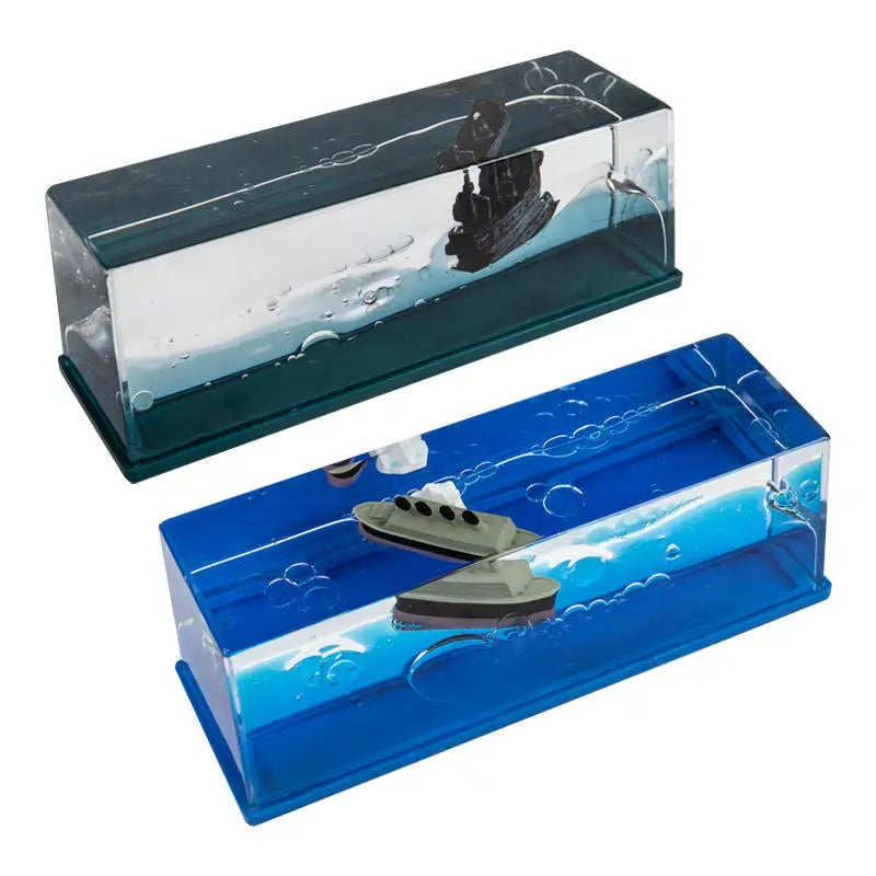 Black Pearl Pirate Ship Fluid Hourglass Decoration