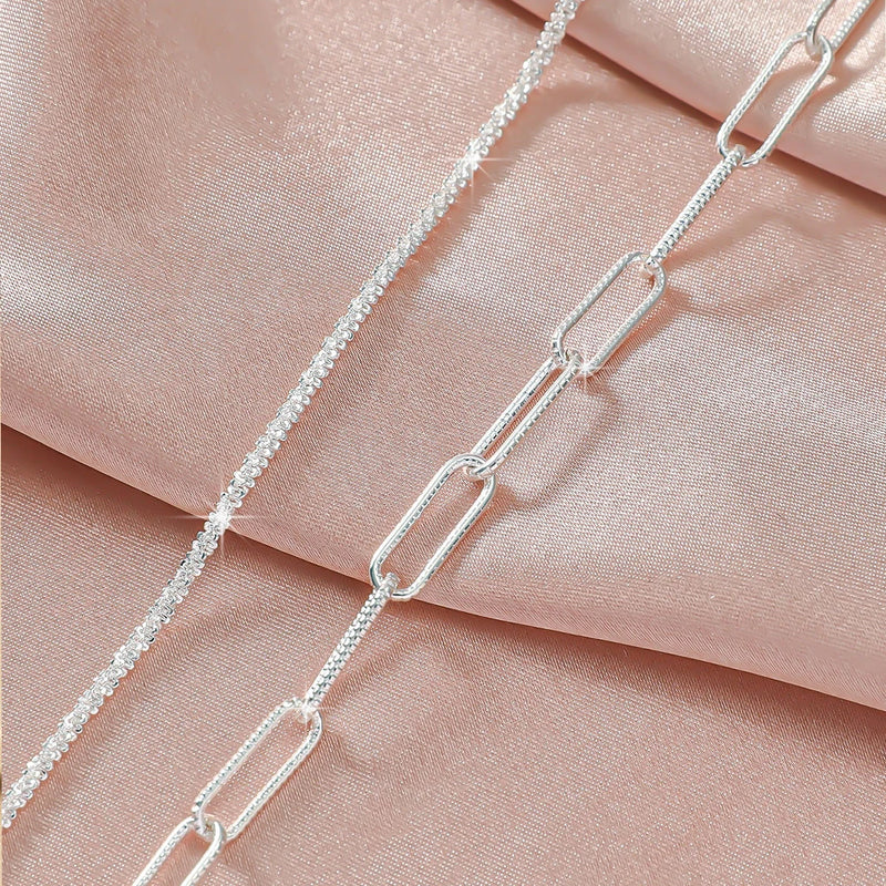 Dainty CZ Anklet with Layered Chain Design