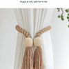 Handwoven Boho Curtain Tiebacks with Wooden Beads