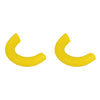 A pair of yellow TPE front bumper tow hook covers for a Ford F-150.