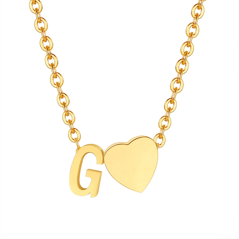 Dainty Heart Initial Necklace