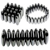 A set of black magnetic fidget balls displayed in various arrangements.