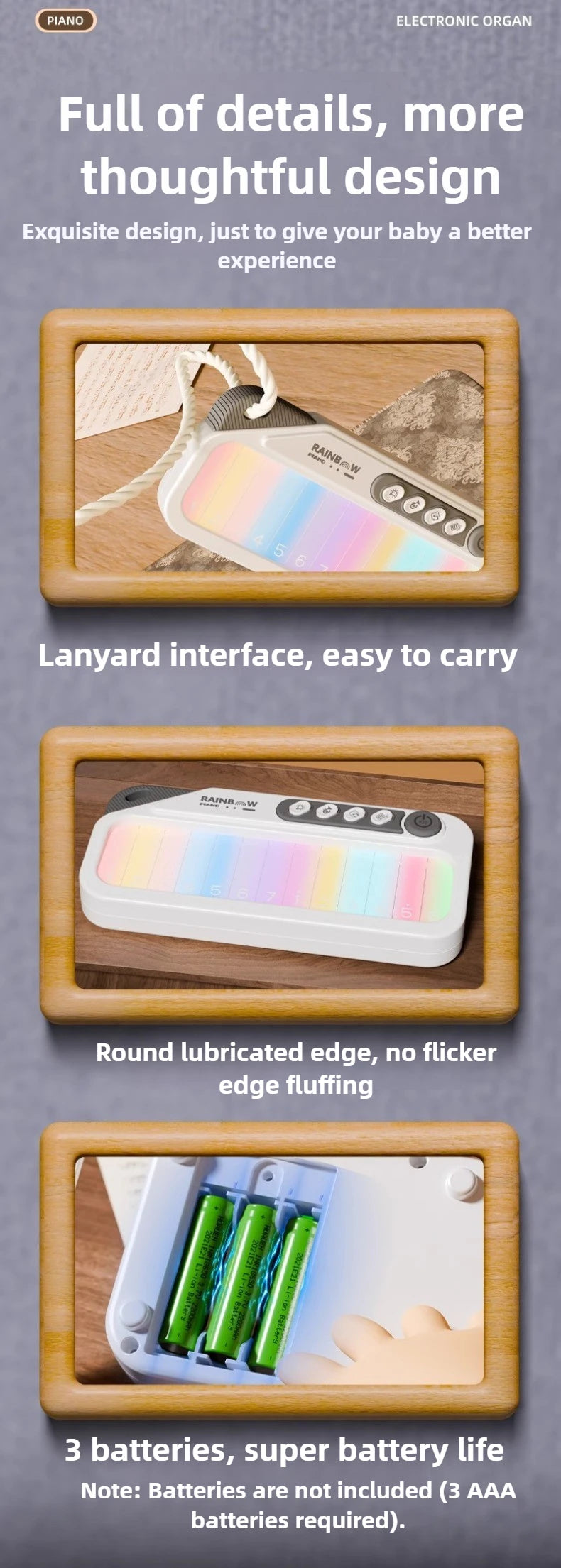 Glowing Rainbow Piano Keyboard Toy with 13 Melodies