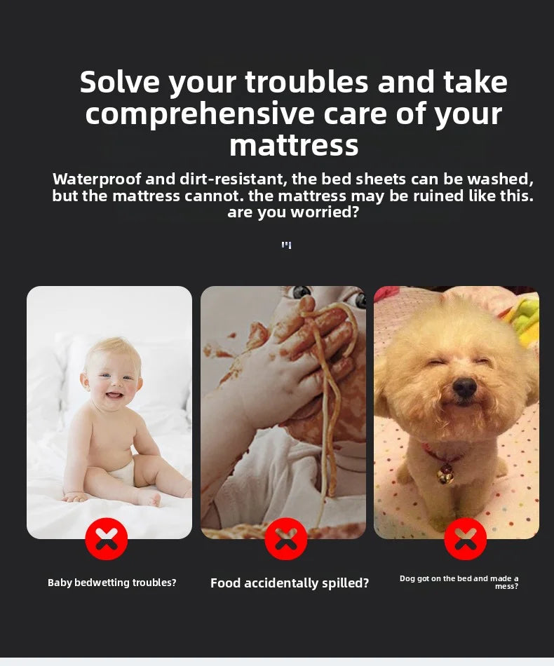 Image showing a baby and a dog, illustrating the need for a waterproof mattress protector.