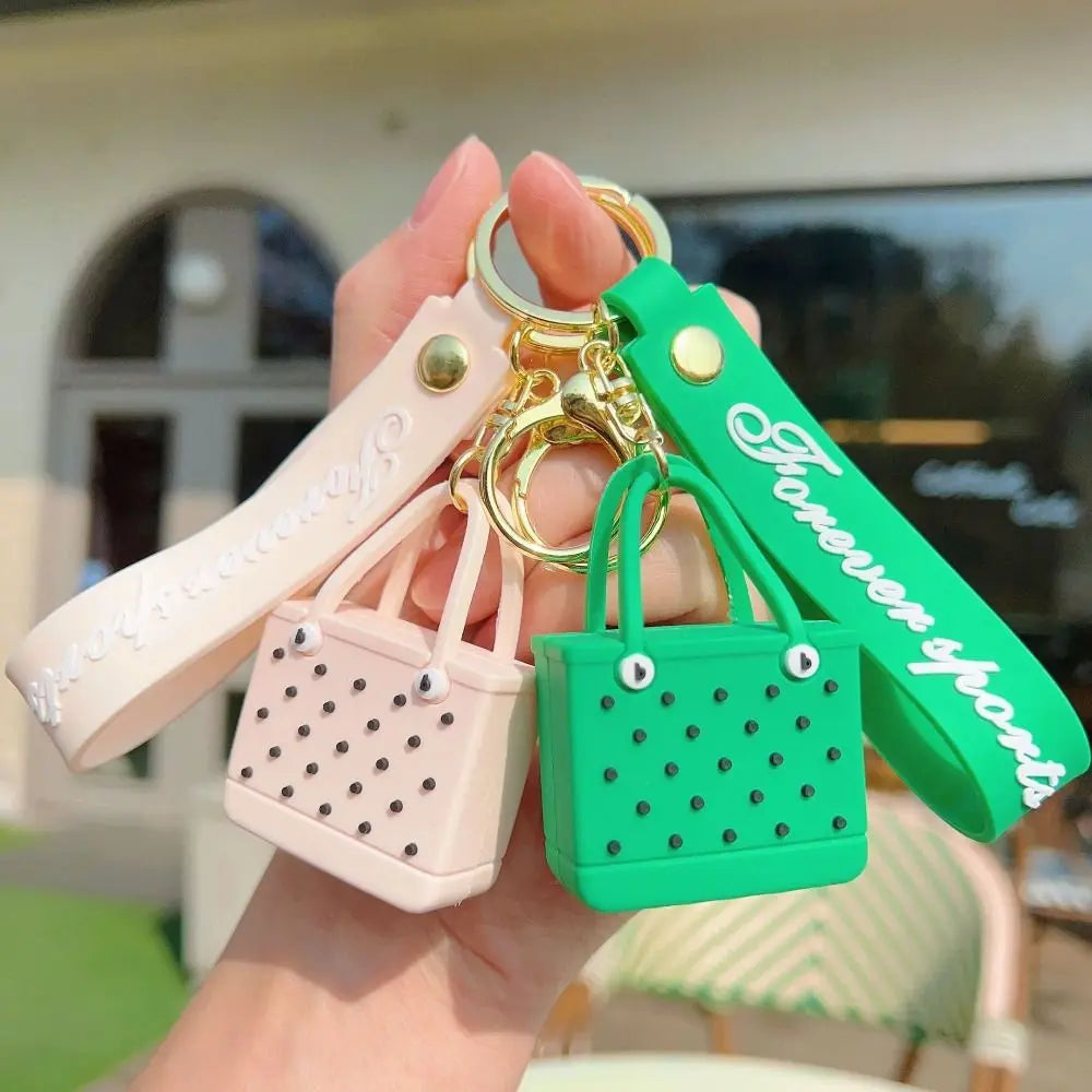 Silicone Beach Basket Keychain Charm