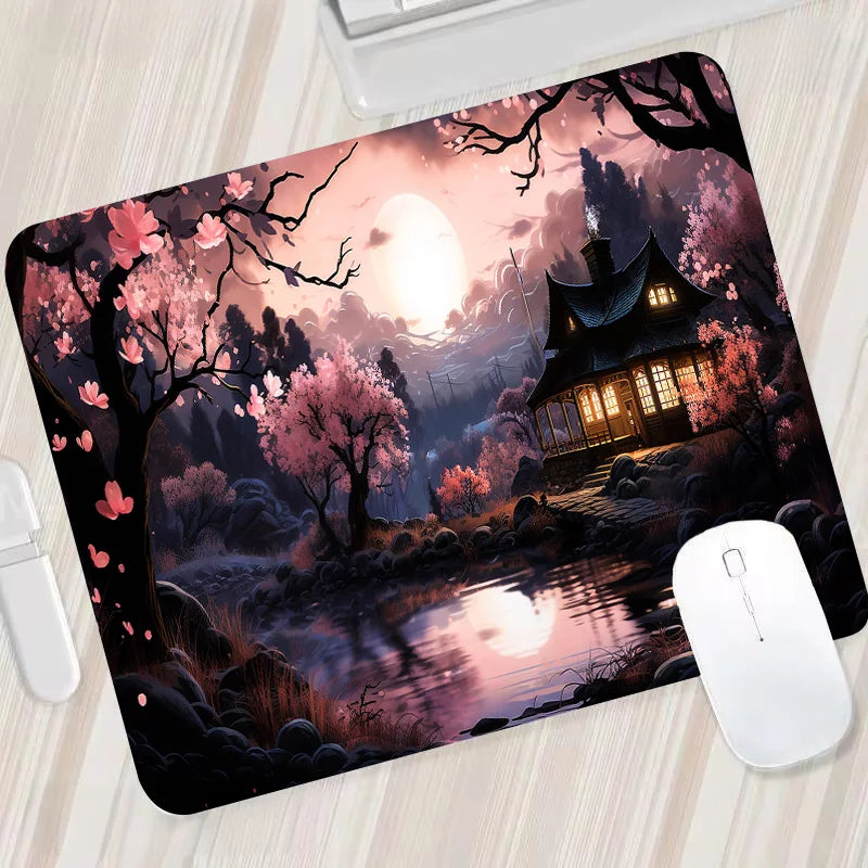 Large Non-Slip Mouse Pad with Night Moonlight Design