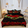 3-Piece Leopard Rose Print Duvet Cover Set