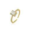 Bague géométrique classique en zircon avec bande ajustable ouverte