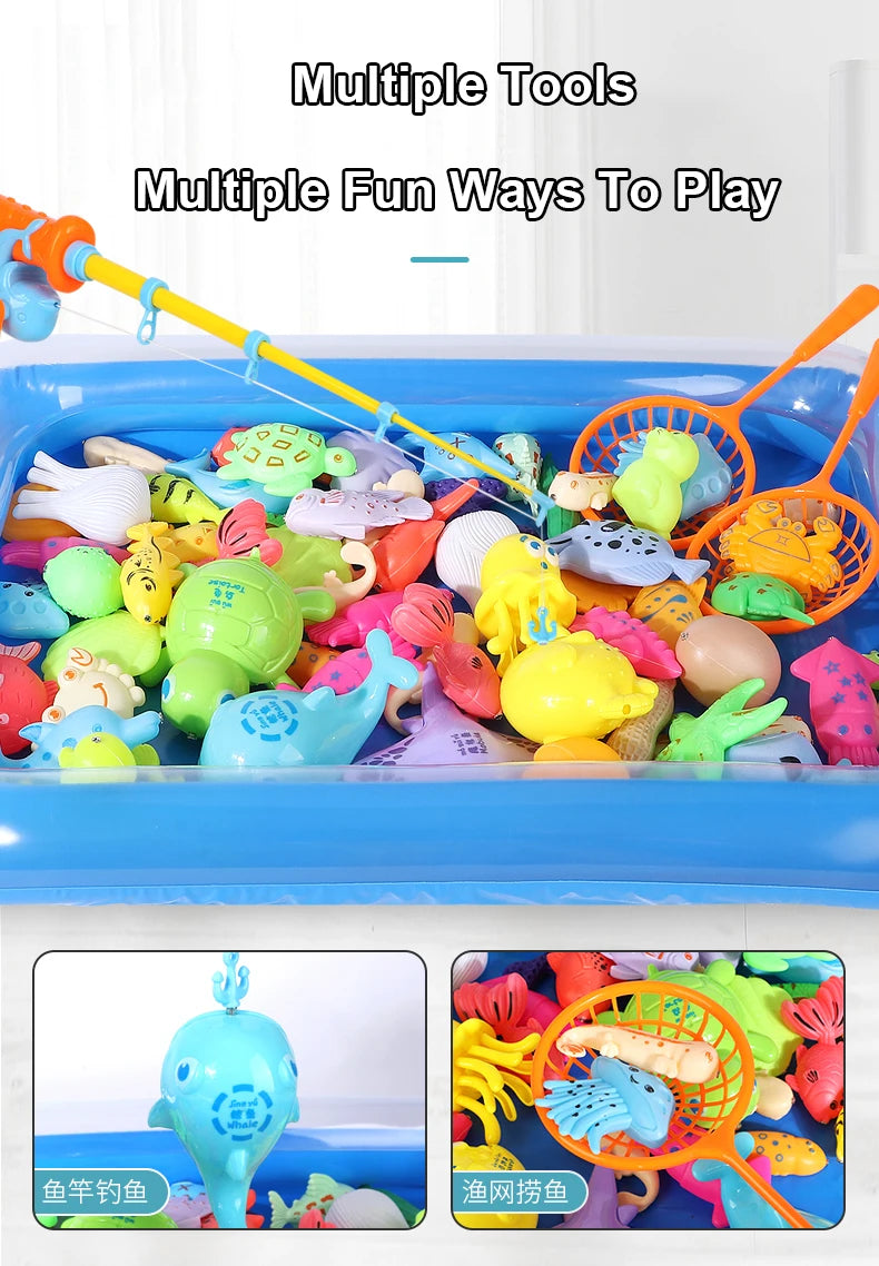 Magnetic Fishing Game Set with Inflatable Pool