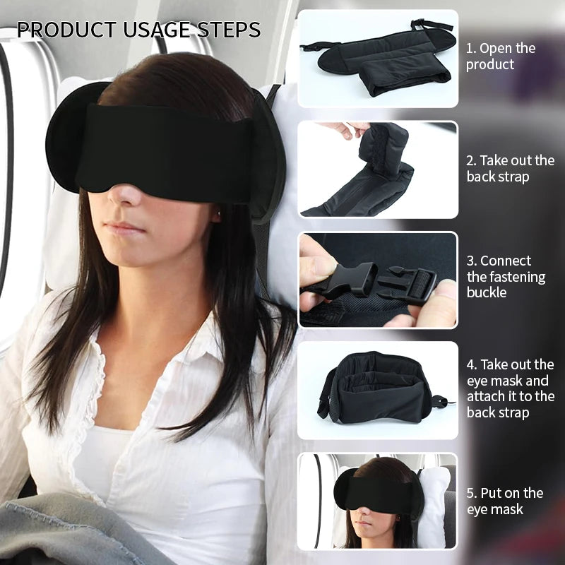 Almohada de viaje con antifaz integrado