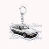 A silver metal key ring for an off-road truck keychain.