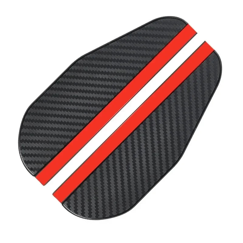 Black carbon fiber car side mirror rain and sun visors with red stripes