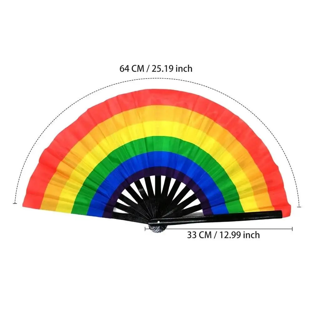 Foldable Rainbow Hand Fan with Gradient Design