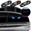 A set of triangular window warning lights featuring demon eye designs installed on a black car.