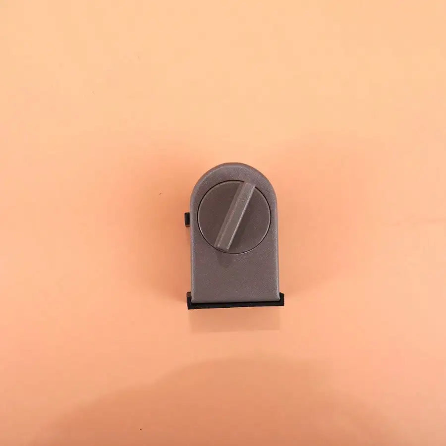 A gray no-drill sliding door lock with an anti-fall limiter mechanism.